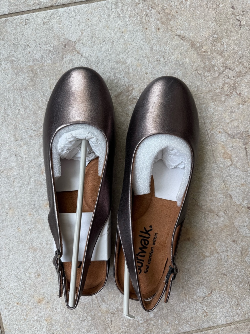 SoftWalk Metallic Bronze Slingback Flats